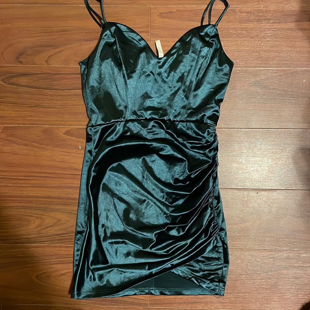 Silk green wrap dress